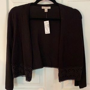 NWT Dressbarn Black Bolero Jacket with Lace Trim